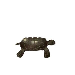 VTG Solid Brass Sea Turtle Trinket Dish 4.75" x 3" 1970's